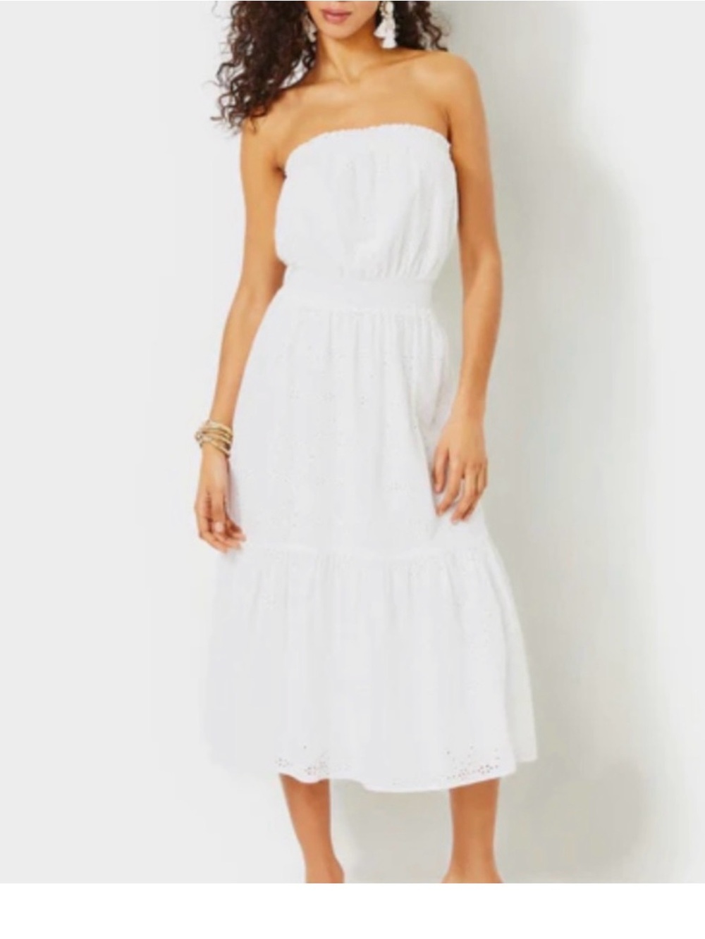 Lilly Pulitzer Nikole strapless eyelet midi